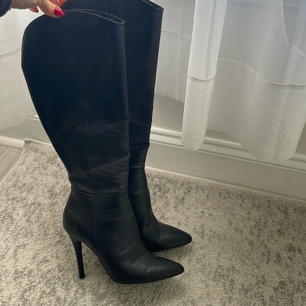 Charles David black heeled boots, size 7.5